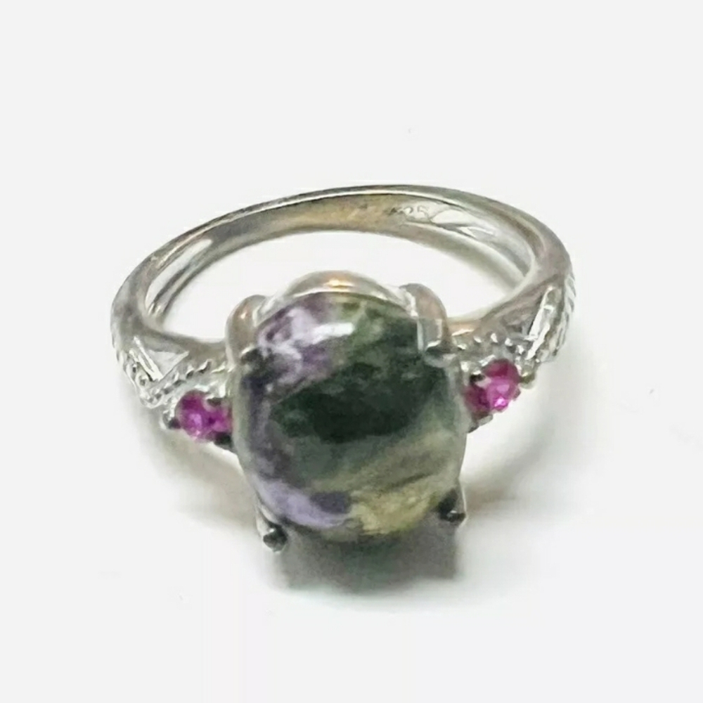 Rare Estate Genuine Atlantisite and Ruby Ring - Picture 4 of 4
